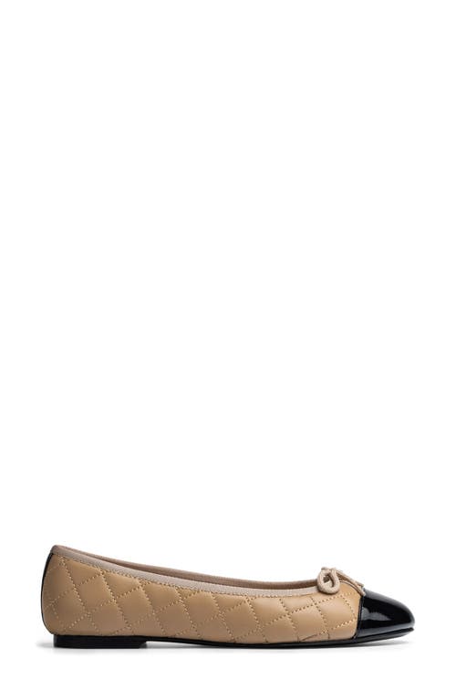 Jon Josef Belle Quilted Ballerina Flat In Black/tan Combo