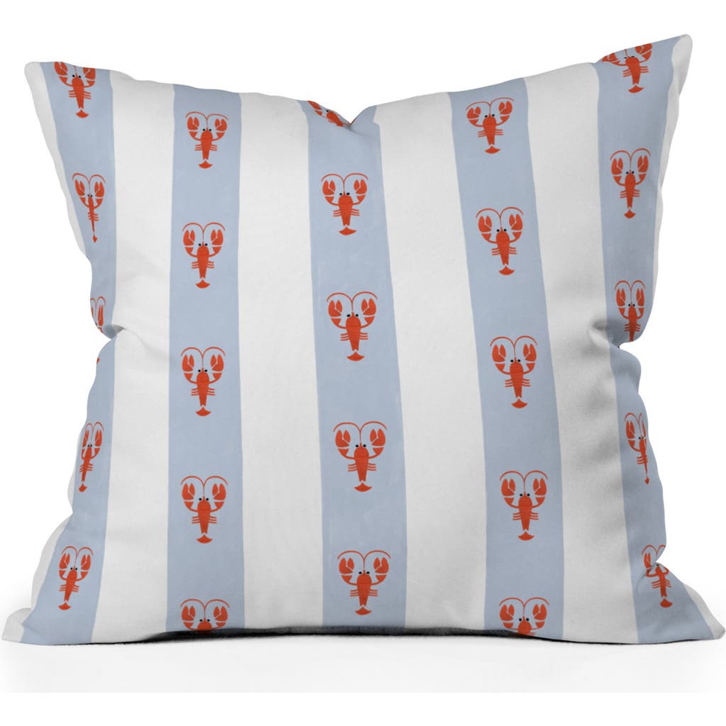 Deny Designs Stripe & Lobster Print Throw Pillow In Blue Lobster