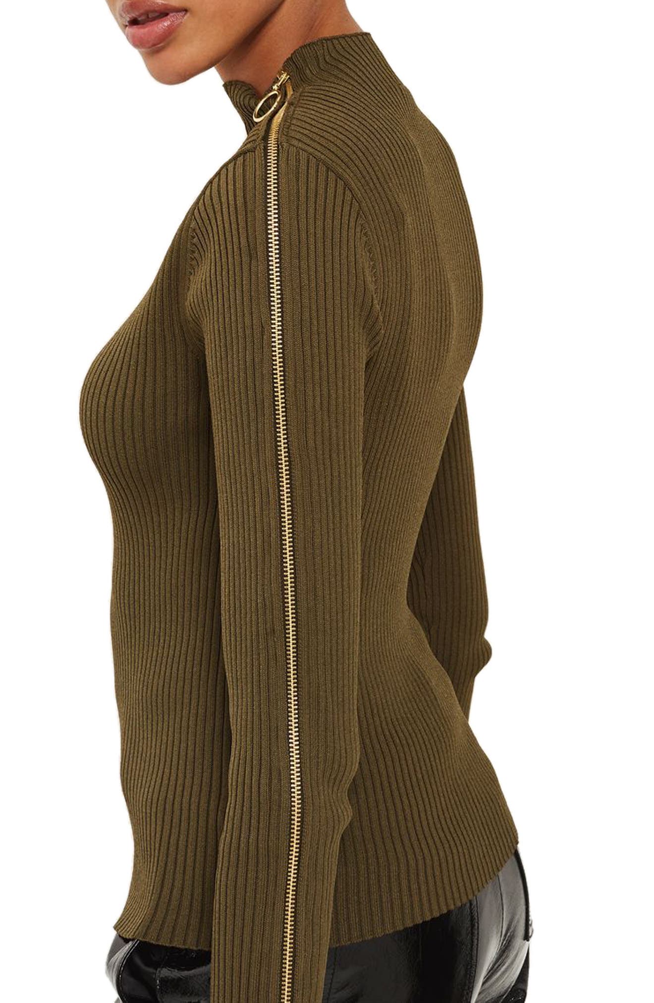 zipper sleeve sweater