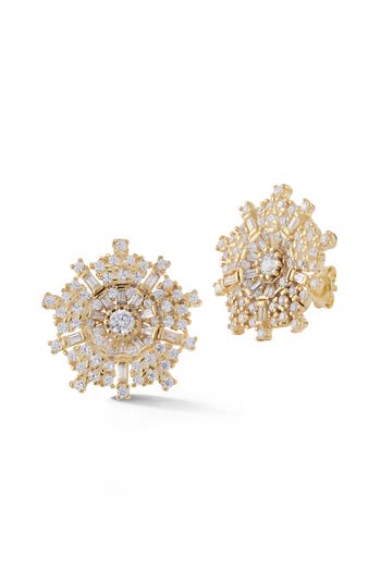 Sphera Milano Floral Statement Earrings In Gold