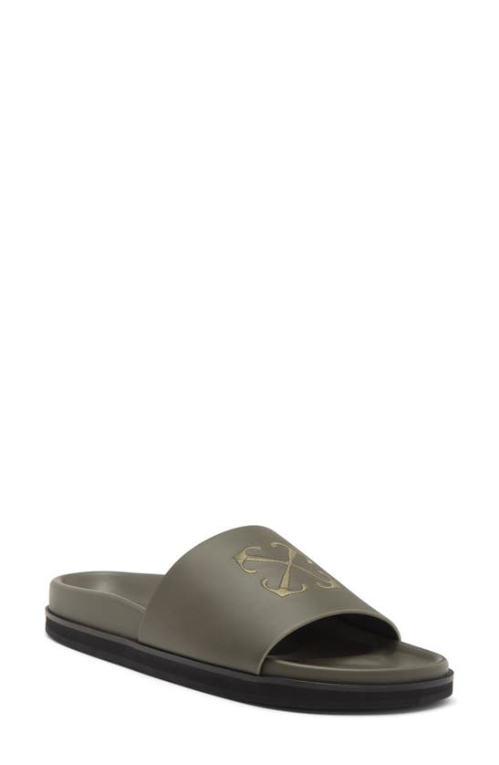 Shop Off-white Pool Time Slide Sandal In Military