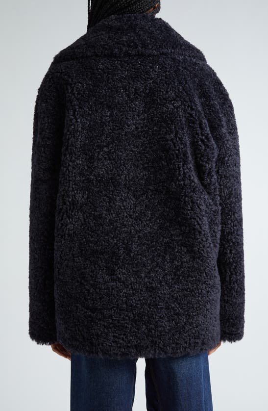 Shop Stella Mccartney Fluffy Teddy Jacket In 4000 - Navy