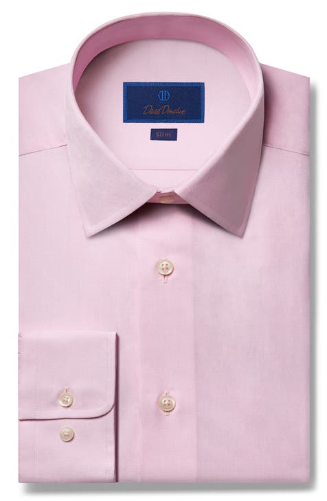 Thomas Pink Striped Pink & White Dress Shirt sz Medium Logo
