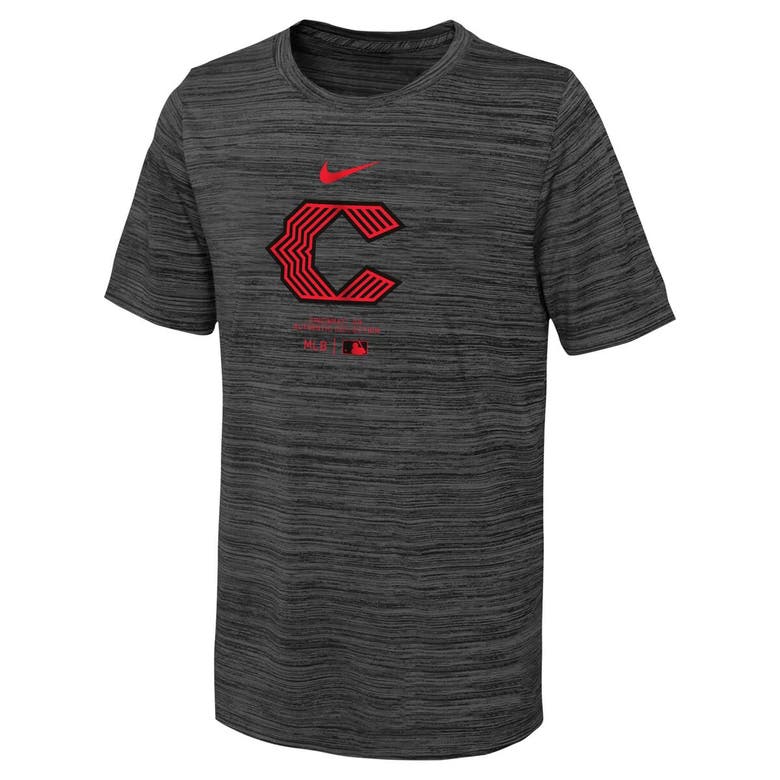 Shop Nike Youth  Black Cincinnati Reds City Connect Practice Graphic Performance T-shirt In Heather Gray