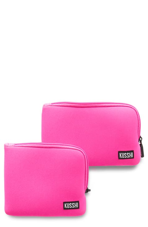 Pink Makeup Bag Women's Toiletry Pouch Pink Ombre Bag 