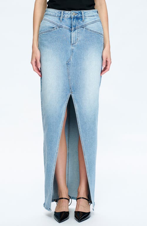Bayeas Lauren Mid Rise Front Slit Maxi Skirt In Periwinkle Blue