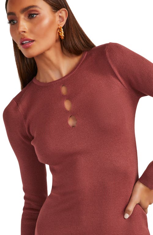 Shop Vici Collection Masey Cutout Long Sleeve Sweater Dress In Dusty Rust