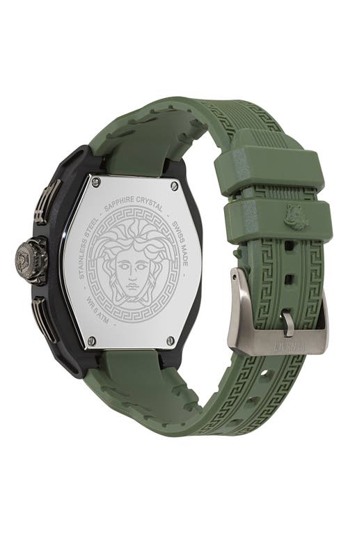 Versace Men's Swiss Chronograph Black Silicone Strap Watch 44mm In Ip Black