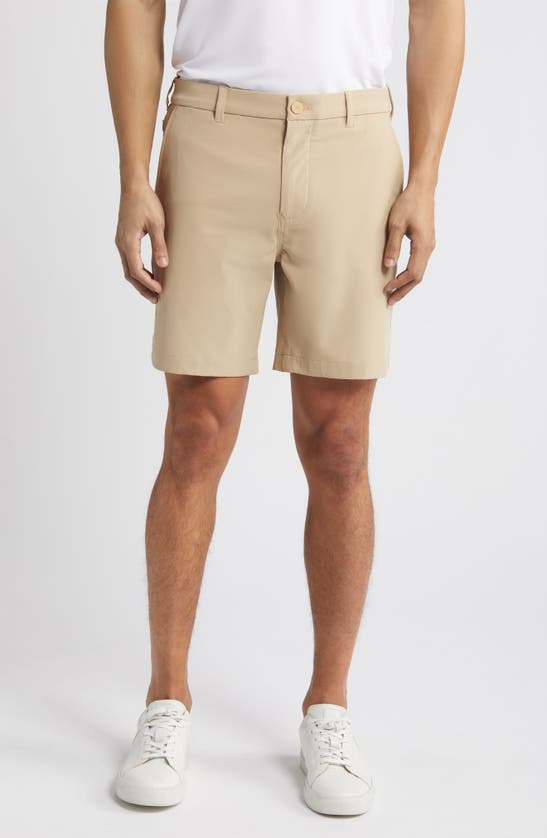 Shop Mizzen + Main Mizzen+main Helmsman Flat Front Performance Golf Shorts In Travertine