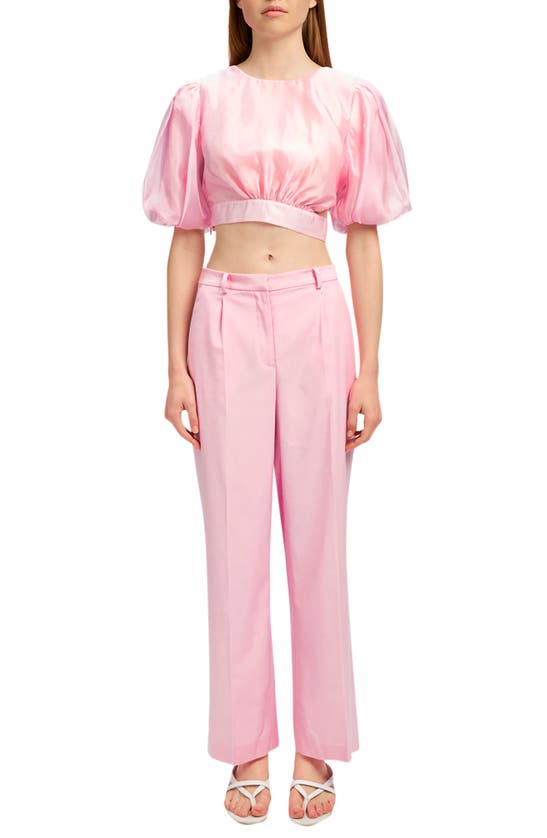 Shop Bardot Enya Cutout Organza Crop Top In Soft Pink