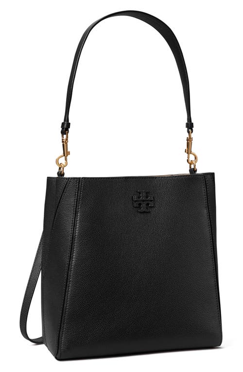 Shop Tory Burch Mcgraw Leather Bucket Bag In Black