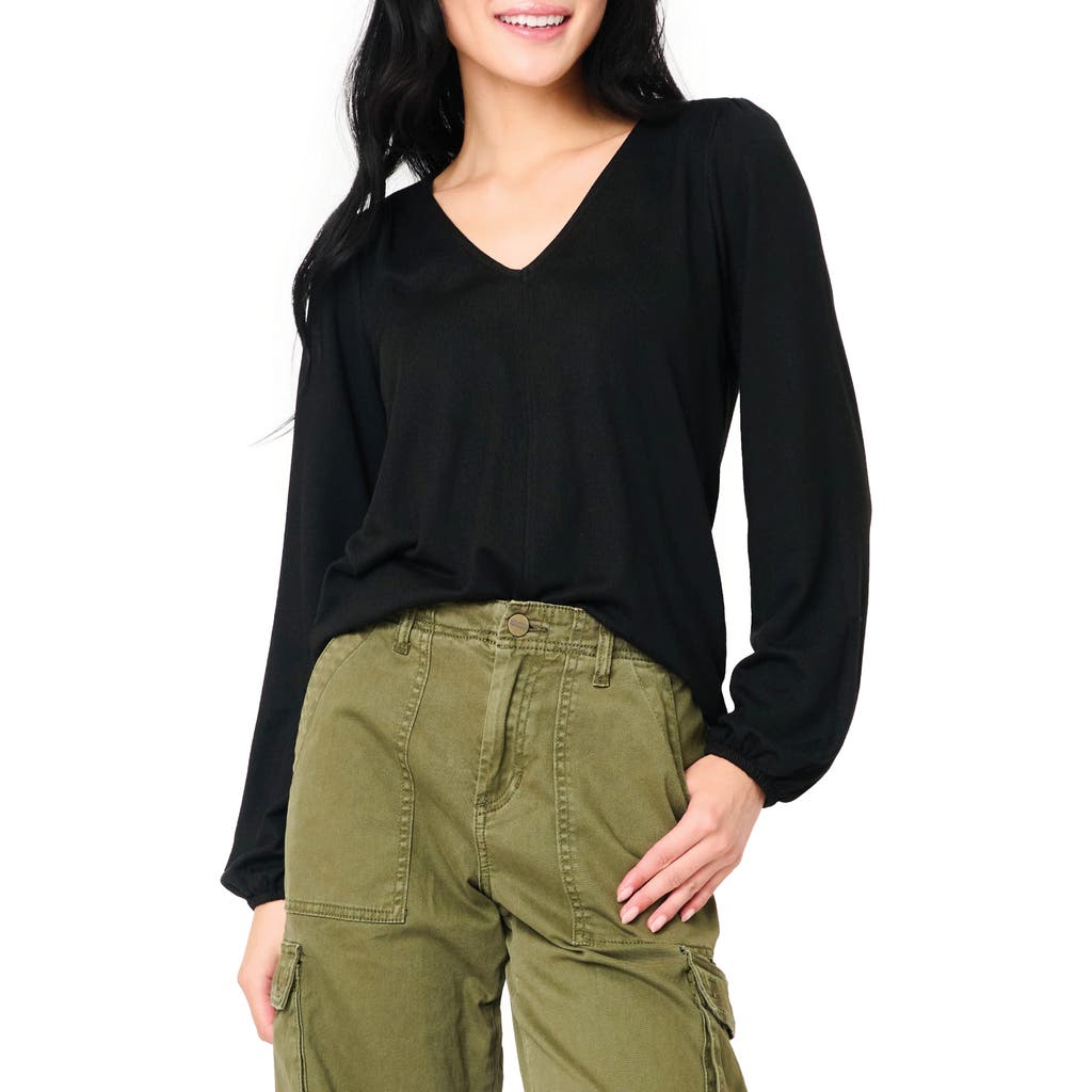 Gibsonlook Blouson Sleeve V-neck Sweater In Black