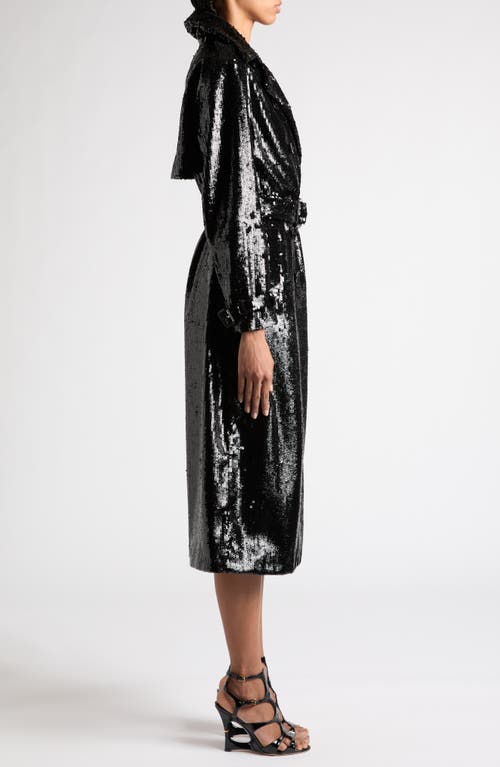Tom Ford Sequin Belted Trench Coat In Lb999 Black