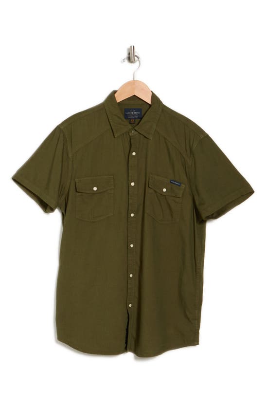 Lucky Brand Western Workwear Short Sleeve Shirt In Rifle Green