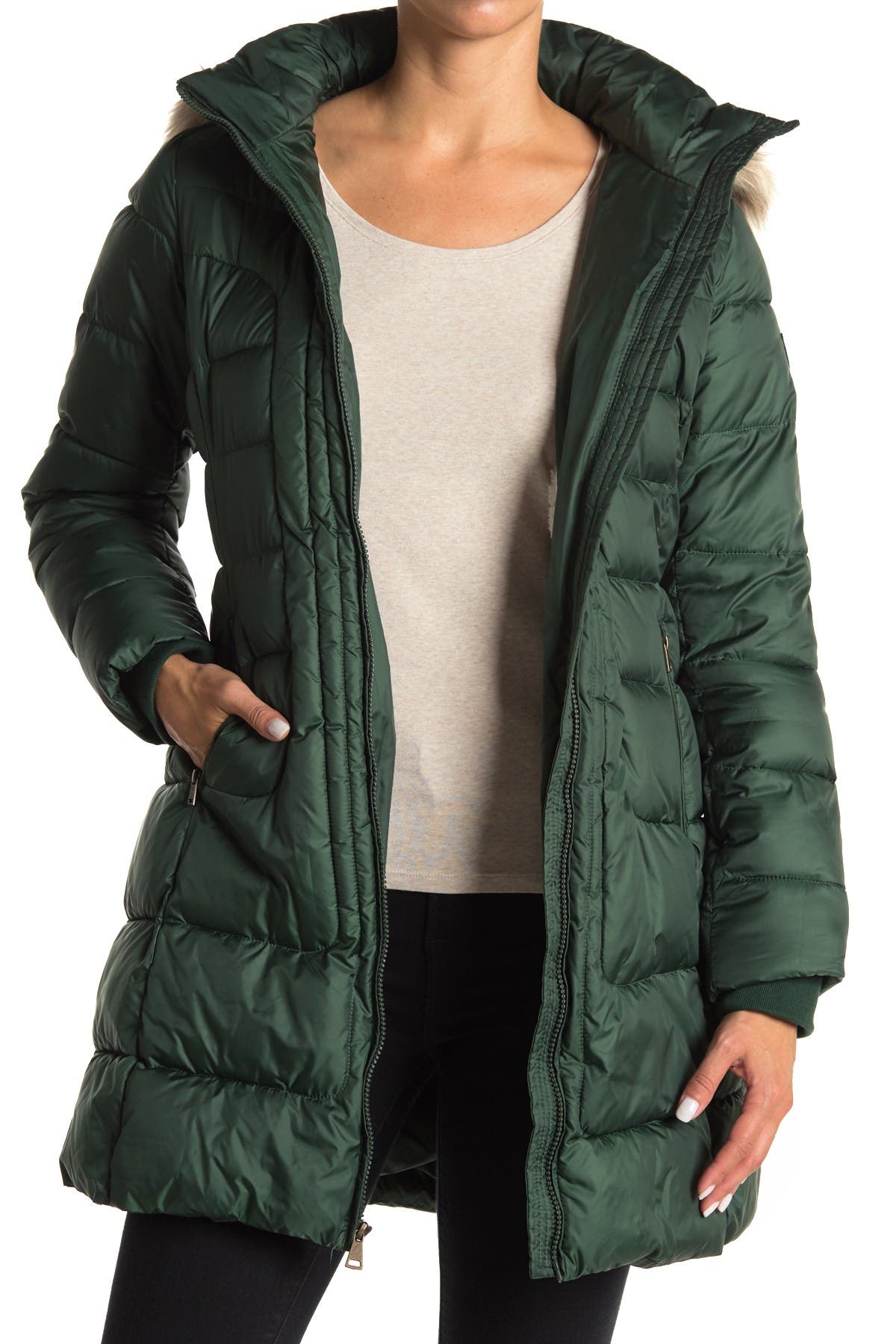 Faux Shearling Lined Puffer Jacket 