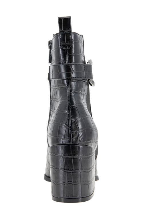 Reaction Kenneth Cole Emerson Block Heel Bootie In Black Croco