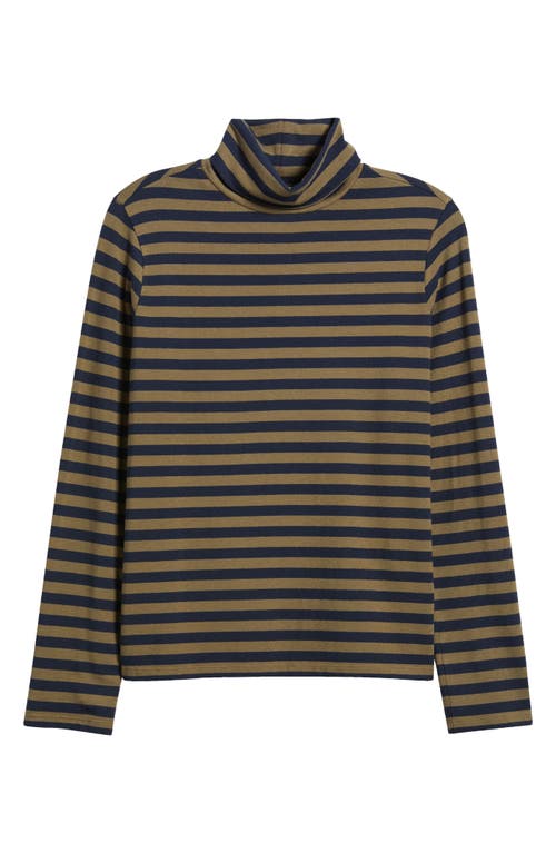 Shop Caslonr Caslon(r) Long Sleeve Turtleneck Top In Olive Burnt- Navy Charm Stripe