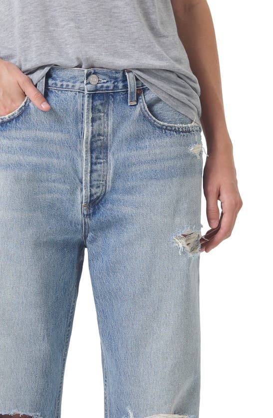 Shop Agolde '90s Ripped Mid Rise Straight Leg Jeans In Threadbare