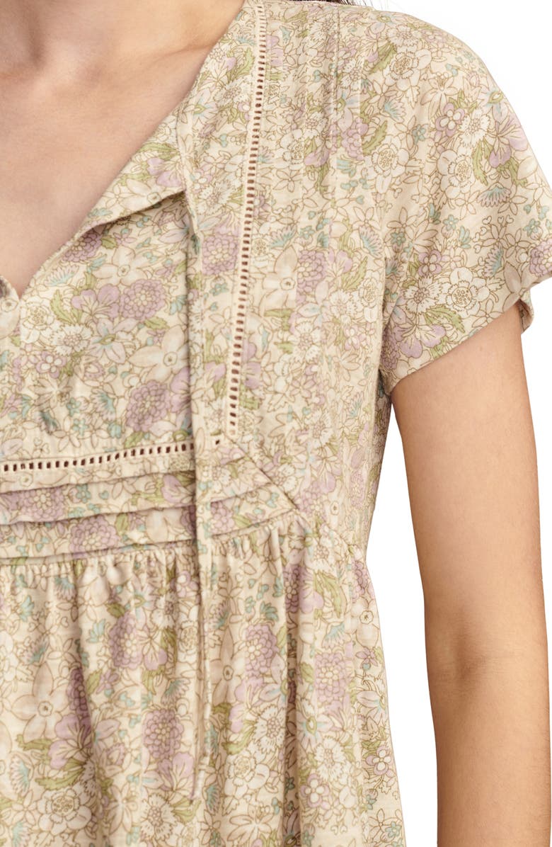 Lucky Brand Print Pintuck Knit Top, Alternate, color, Aloe Wash