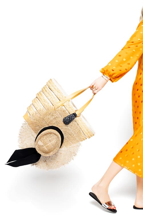 Lindsay Albanese Toptote Leather Hat Holder In Black/brushed Gold