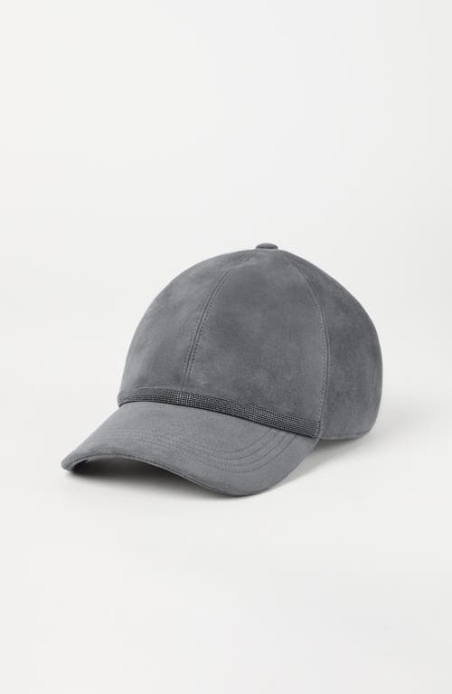 Shop Brunello Cucinelli Suede Baseball Cap In Anthracite