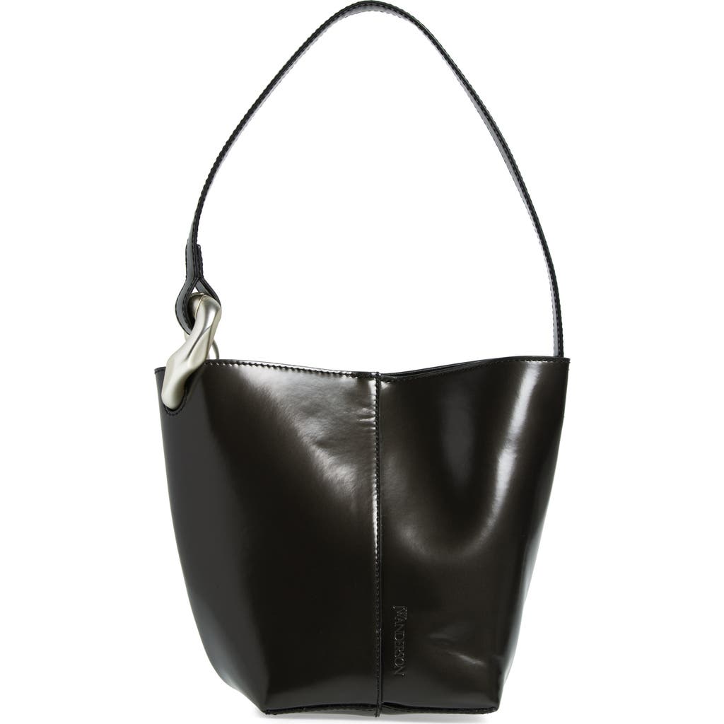 Jw Anderson The Jwa Corner Leather Bucket Bag In Black