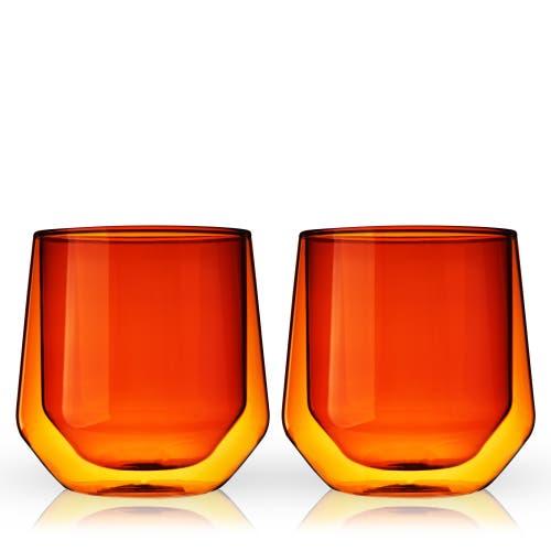 Viski Aurora Double Walled Tumblers Set Of 2 In Orange