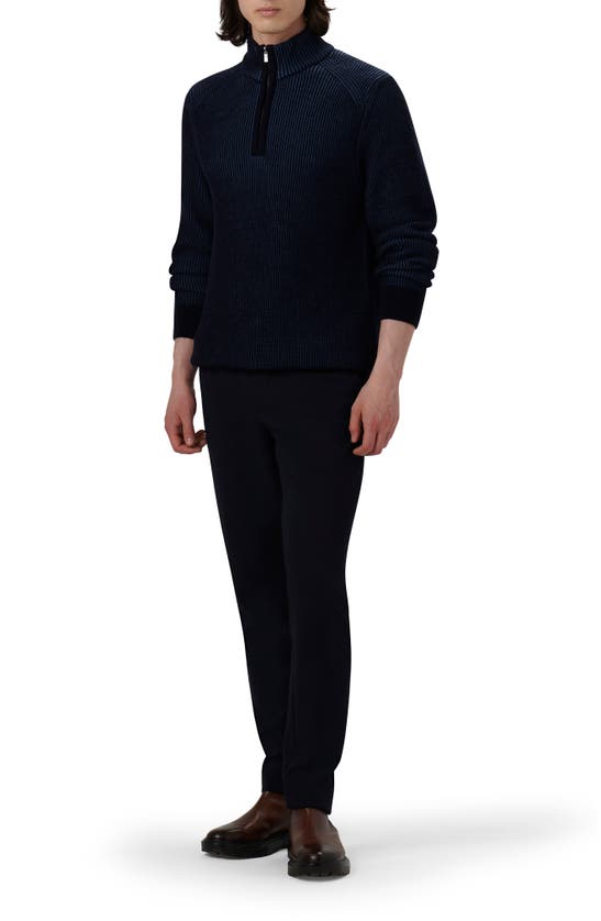 Bugatchi Quarter Zip Merino Wool Sweater In Blue