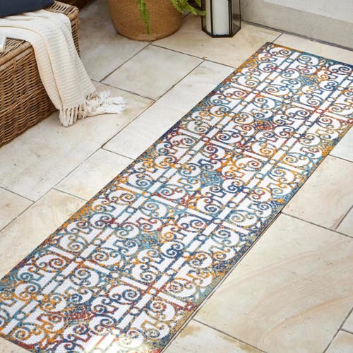 Jonathan Y Cetara Ornate Trellis Indoor/outdoor Area Rug In Cream/blue/orange