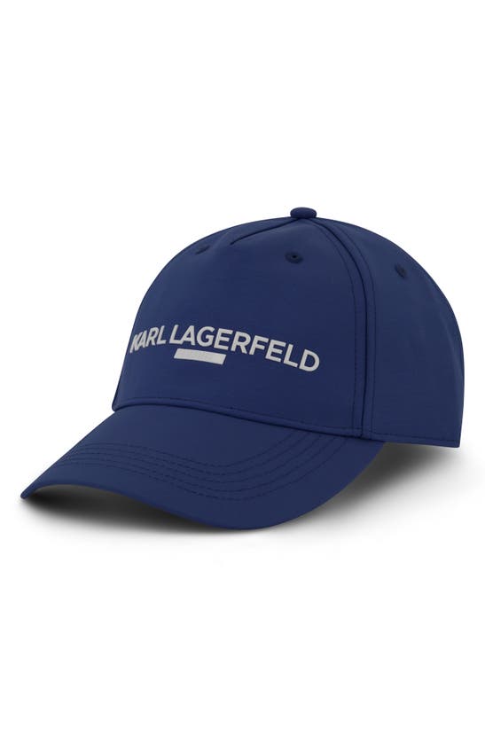Shop Karl Lagerfeld Logo Ripstop Baseball Cap In Blue