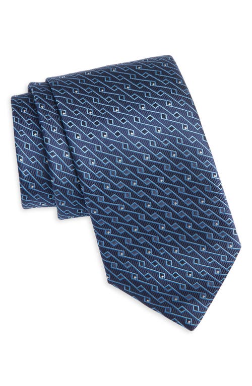 Canali Novelty Geometric Silk Tie In Blue