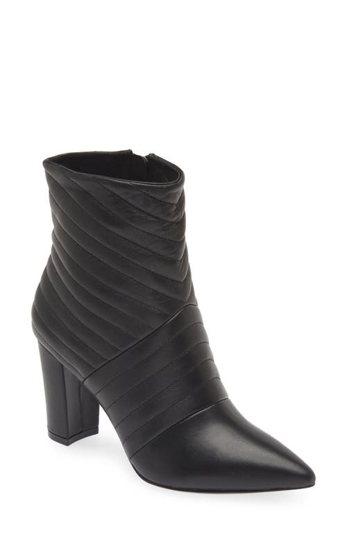 Astrology Quilted Pointed Toe Bootie in Black Leather
