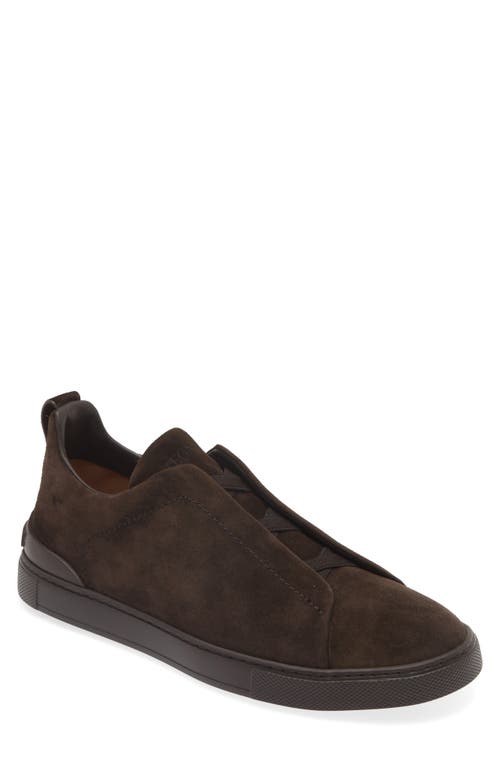 ZEGNA Triple Stitch Suede Sneaker Brown at Nordstrom,