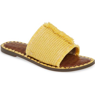 Sam Edelman Glenda Fringe Slide Sandal, Yellow