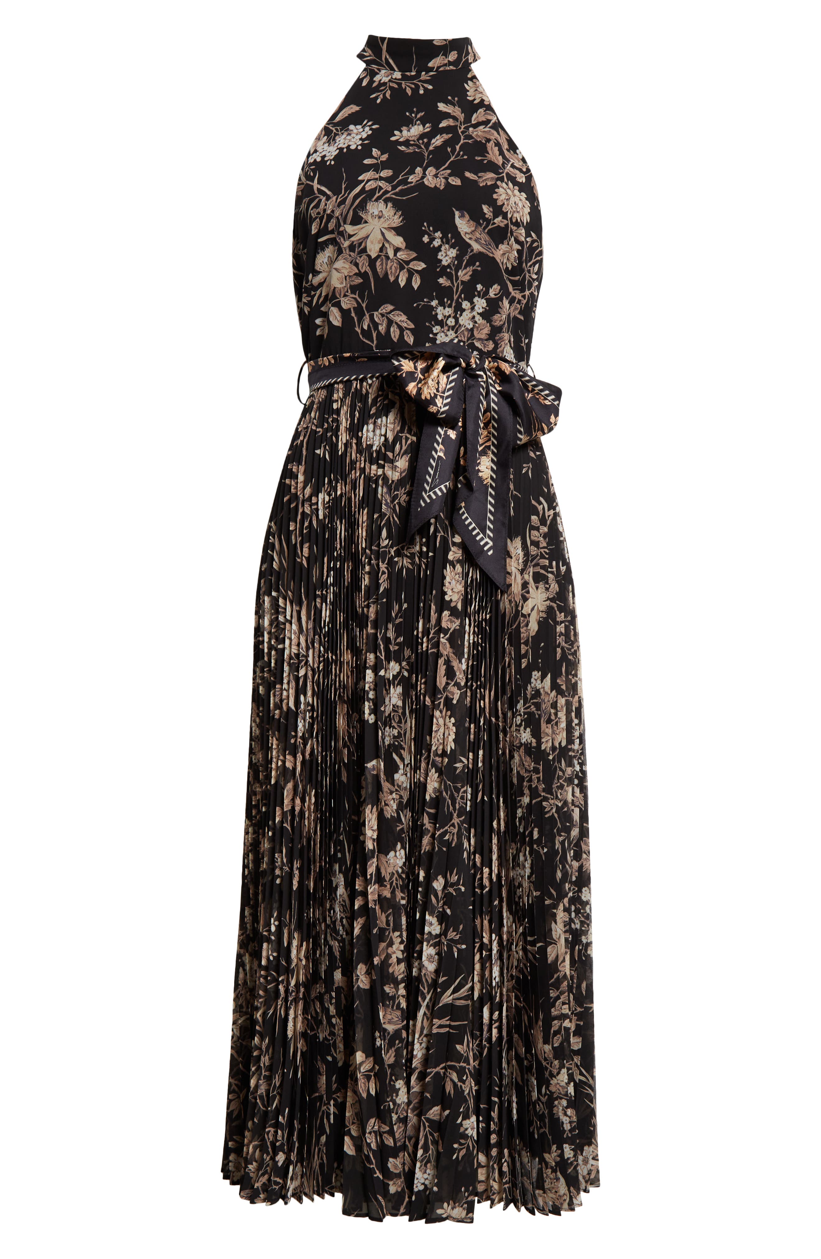 Zimmermann Sunray Picnic Pleated Chiffon Midi Dress in Black Mockingbird |  Smart Closet