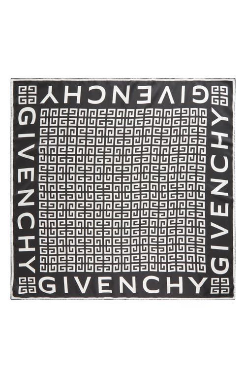 Givenchy 4g Monogram Silk Twill Square Scarf In Black