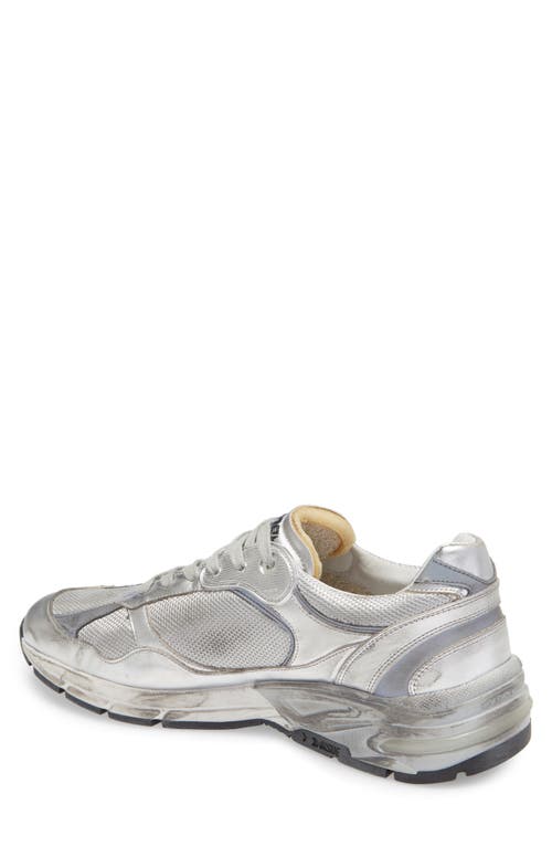 Shop Golden Goose Dad-star Metallic Sneaker In Silver/white