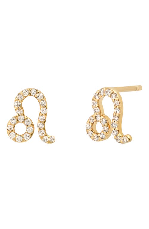 Zodiac Diamond Stud Earrings in 14K Yellow Gold - Leo