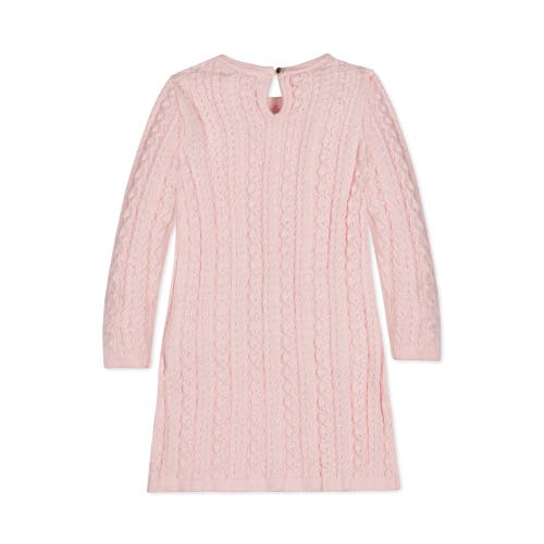 Shop Hope & Henry Baby Girls' Organic Cable Bow Sweater Dress, Infant In Pale Pink Cable