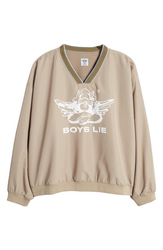 Shop Boys Lie Hits Different Logo Graphic Pullover In Brown