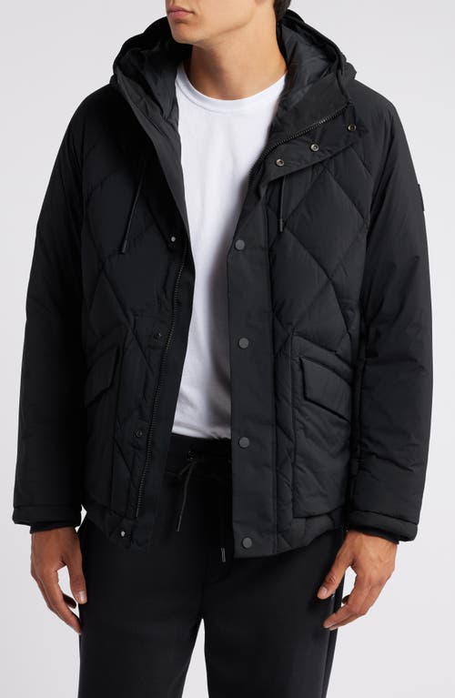 Hugo Boss Boss Cixus Quilted Hooded Down Coat In Black