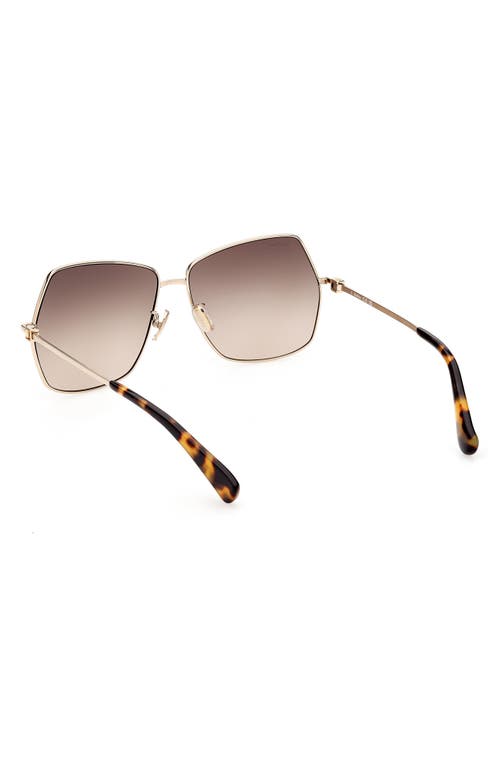Max Mara 61mm Geometric Sunglasses In Shiny Gold Brown Tortiose