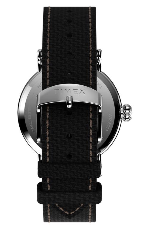 Timex ® Standard Leather Strap Watch, 40mm In Silver/black/black