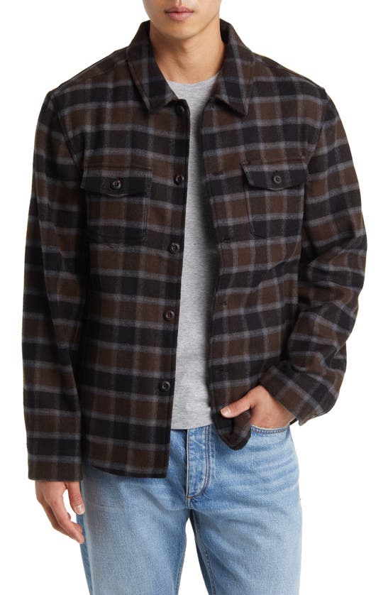 Billy Reid Mo Plaid Wool Blend Shirt Jacket In Brown