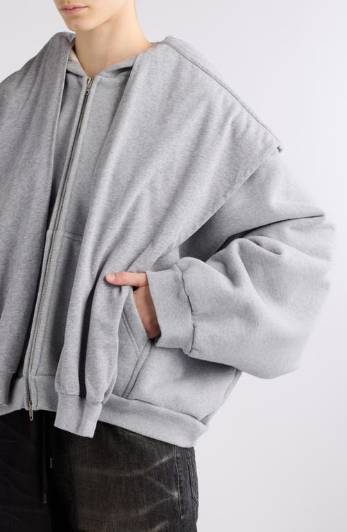 Balenciaga Incognito Oversize Zip-up Hoodie In Heather Grey