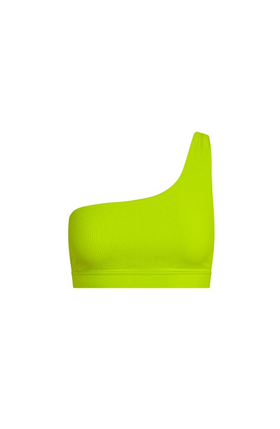 Shop Electric Yoga Off Shoulder Rib Bra In Lime Punch