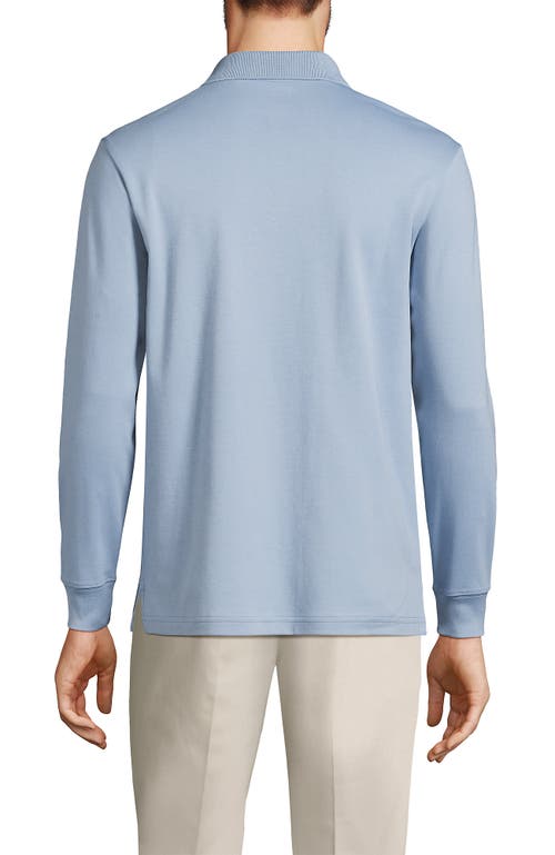 Shop Lands' End Long Sleeve Cotton Supima Polo Shirt In Pale Slate Blue