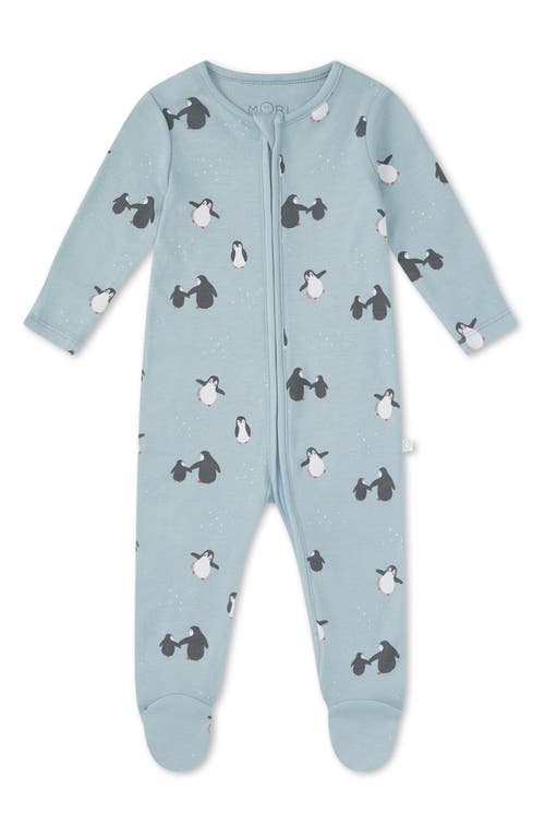 Shop Mori Print Fitted One-piece Footed Pajamas In Penguin Print