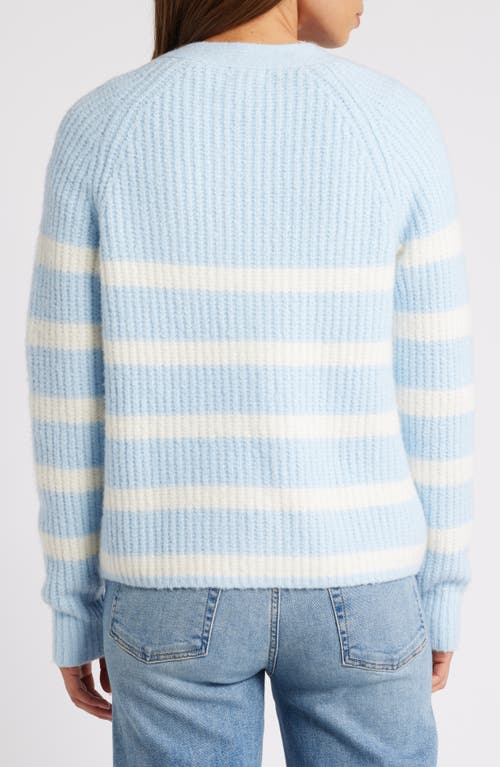 Shop Caslonr Caslon(r) Weekend Chenille Cardigan In Blue- Ivory Cloud Cleo Stripe