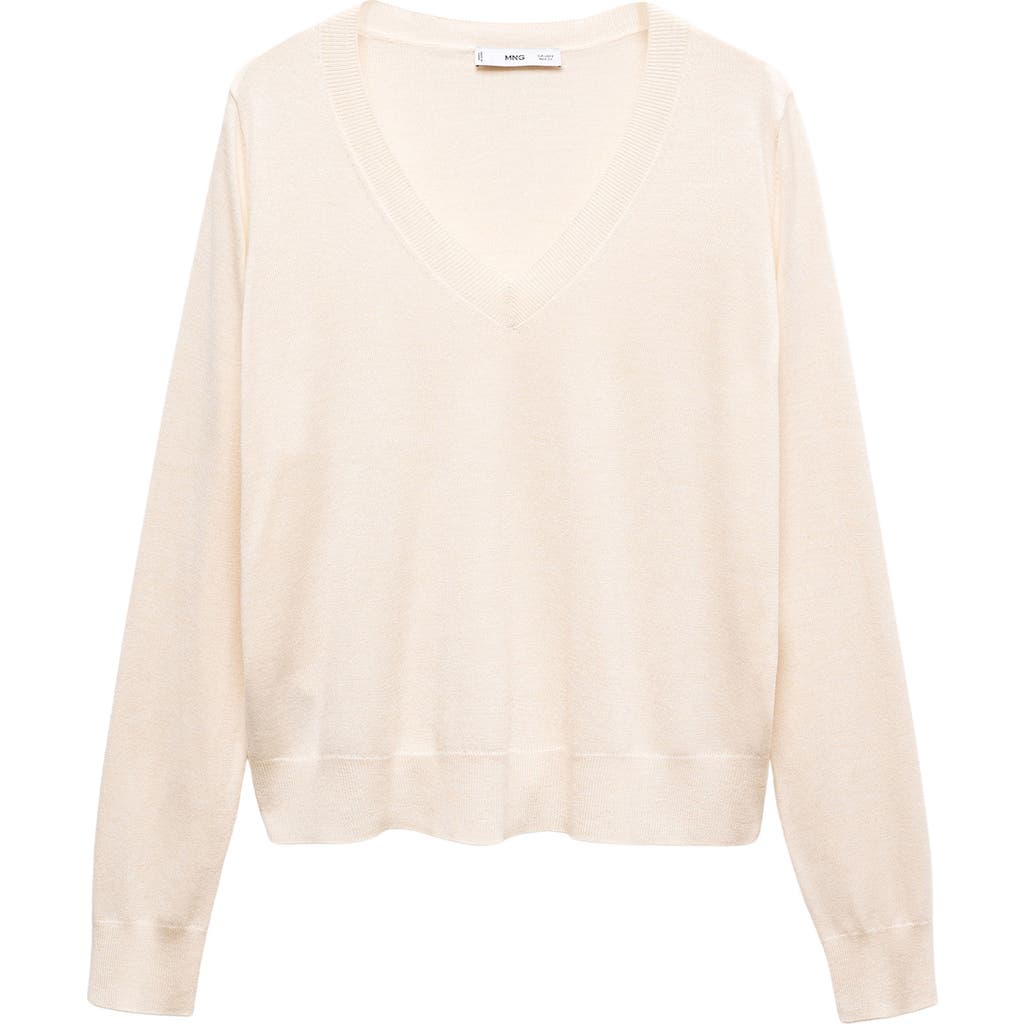 Mango V-neck Sweater In Beige